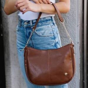 Timeless Brown Leather Shoulder Bag with Hobo Silhouette-BTWOT
